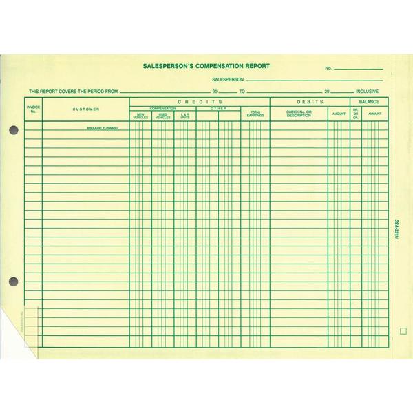 Asp Commission Reports And Forms, 11 5/8" X 8 1/2"-2 Part, 50 Per Pack Pk 560